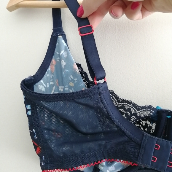 Cleo By Panache Kayla Butterfly Print Lace Balconette Bra 32G - Picture 7 of 16